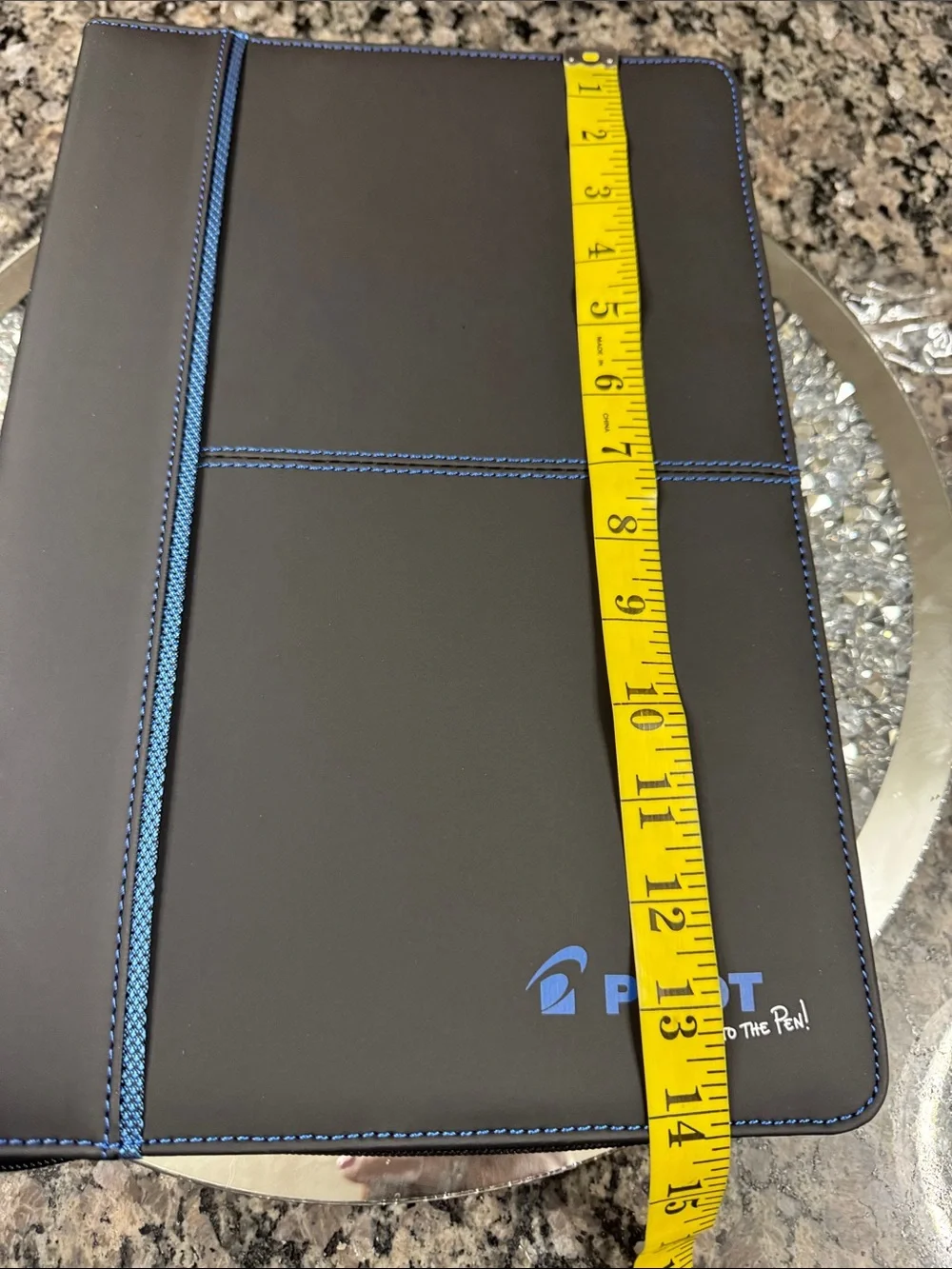 Pilot writing Black Portfolio Folder with Blue Stitching NWT